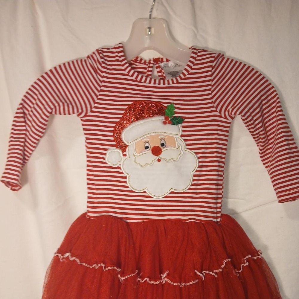 Emily Rose Christmas Dress Santa Claus Red White Striped Tulle Tutu 3T H930171